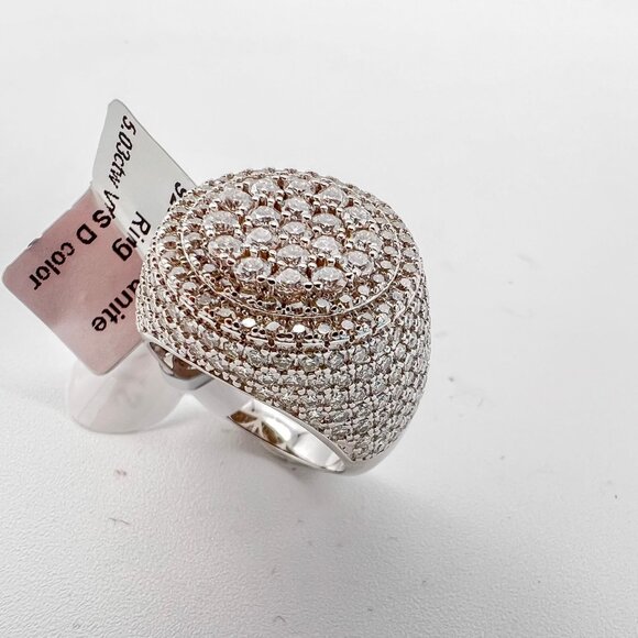 925 Sterling Sliver Moissanite Circle Elevated Ring, 5.03ctw VVS Stones Hip Hop - Picture 4 of 8